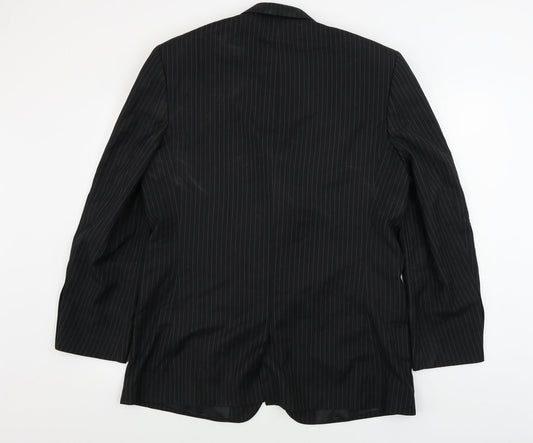 you Mens Black Striped Jacket Blazer Size 42