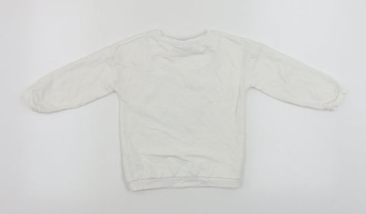 Disney Girls White Pullover Jumper Size 4-5 Years