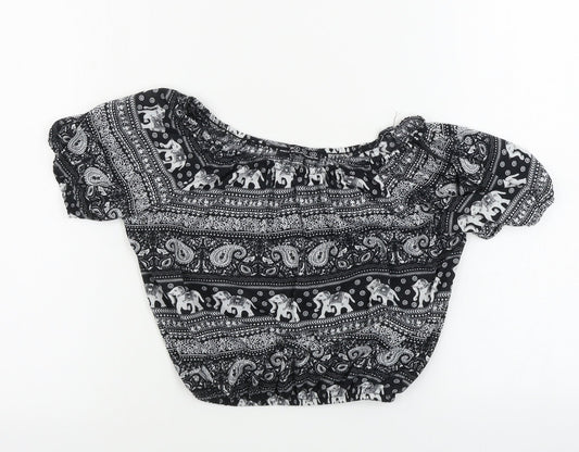 Womens UK Size 6 Atmosphere Black Basic T-Shirt