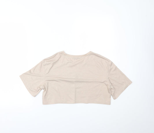 SheIn Womens Beige Cropped T-Shirt Size S