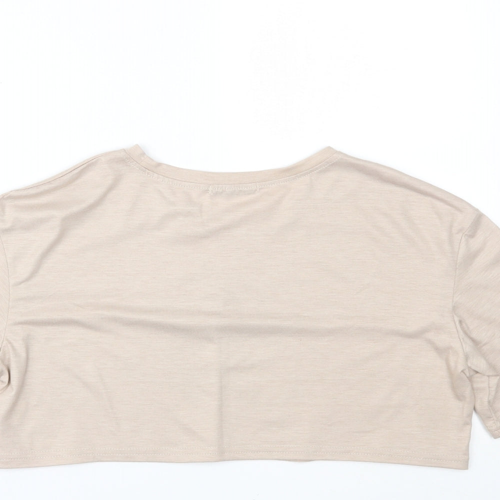 SheIn Womens Beige Cropped T-Shirt Size S
