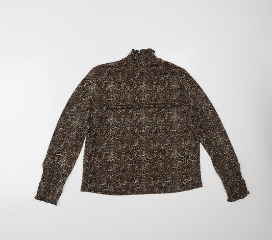 Primark Womens Brown Animal Print Basic Blouse Size S