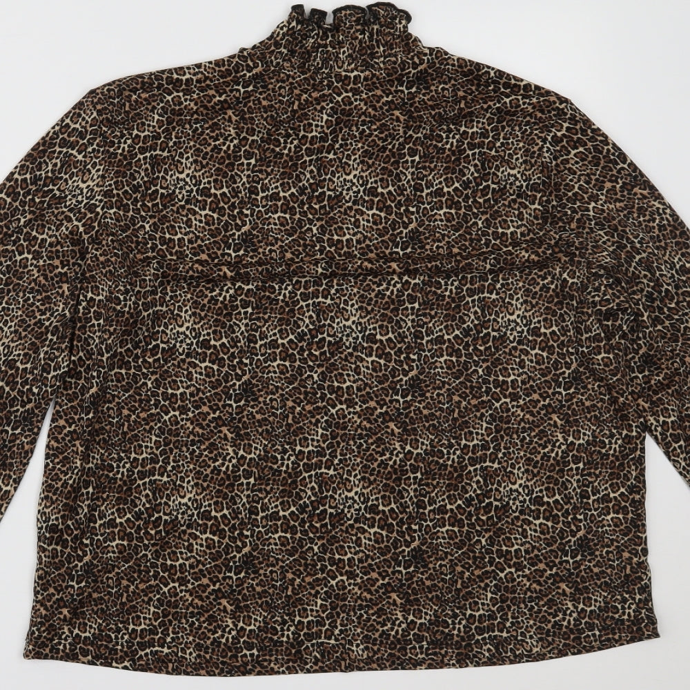 Primark Womens Brown Animal Print Basic Blouse Size S