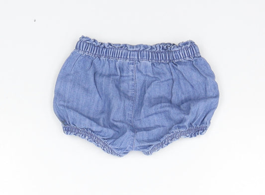 Gap Girls Blue Cropped Trousers Size 9-12 Months - Elasticated Waist