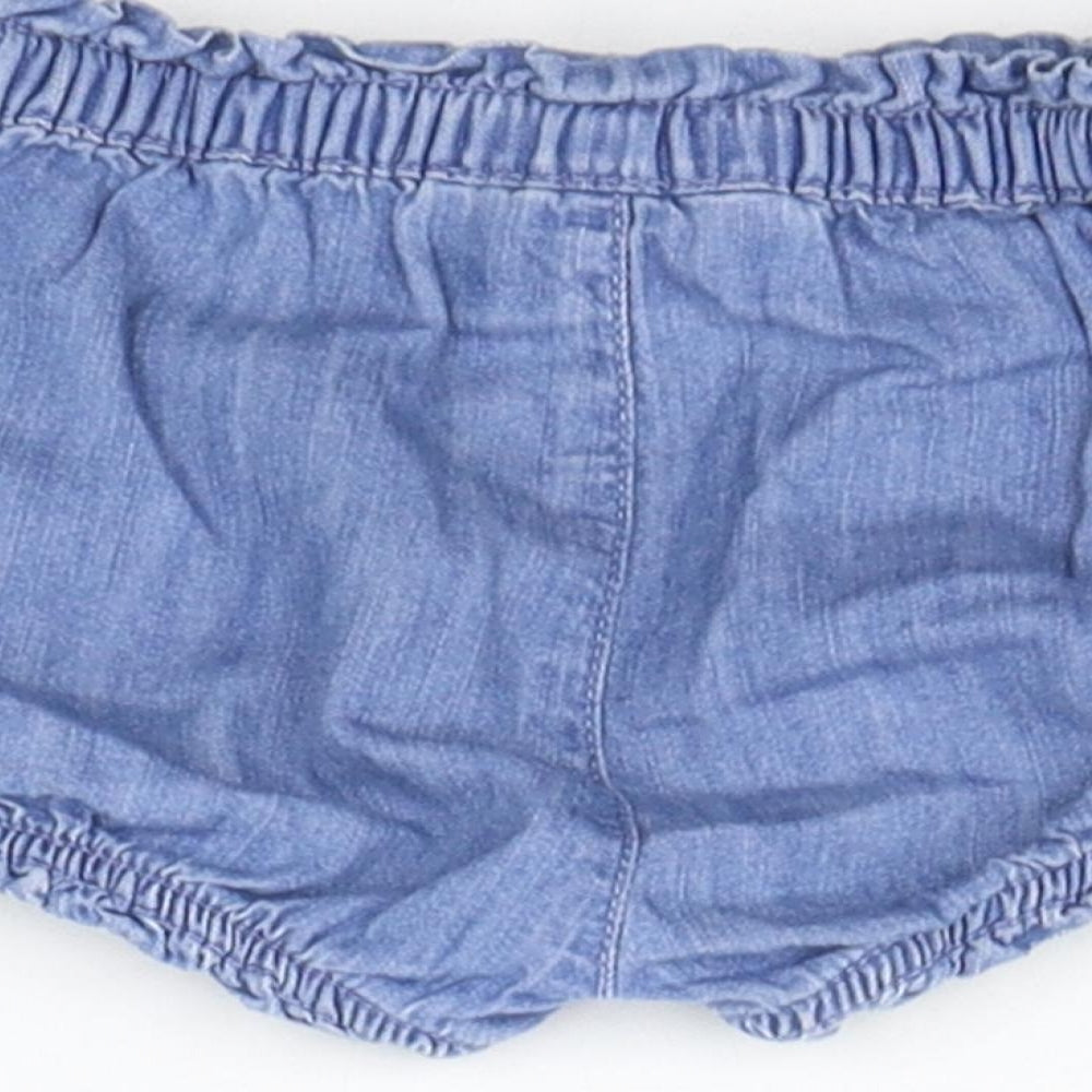 Gap Girls Blue Cropped Trousers Size 9-12 Months - Elasticated Waist