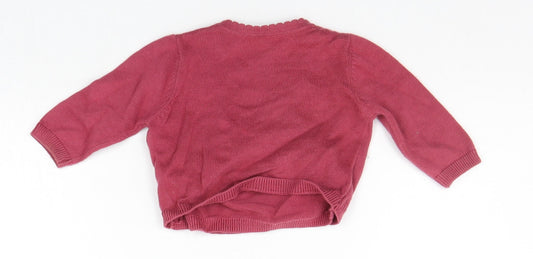 Marks and Spencer Girls Red Pullover Jumper Size 0-3 Months