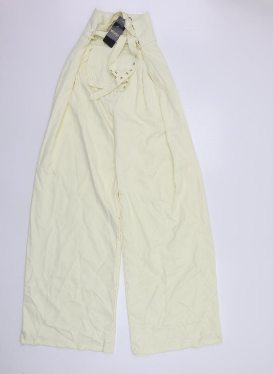 Womens UK Size 10 Misspap Regular Fit Yellow Trousers