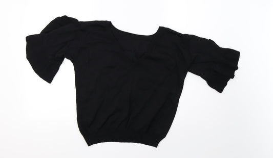 Womens UK Size 12 NEXT Black Cropped T-Shirt