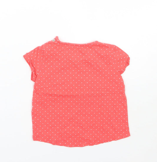 F&F Girls Red Polka Dot Basic T-Shirt Size 9-12 Months