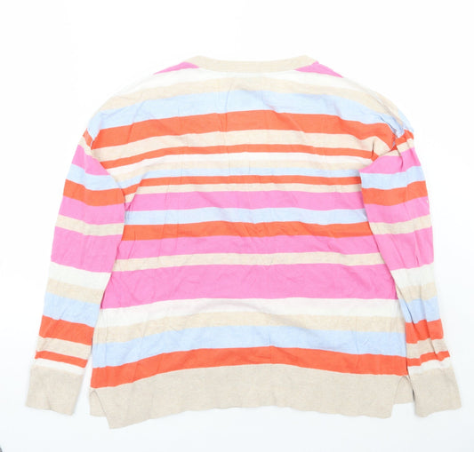 Gap Womens Pink Striped Pullover Jumper Size S