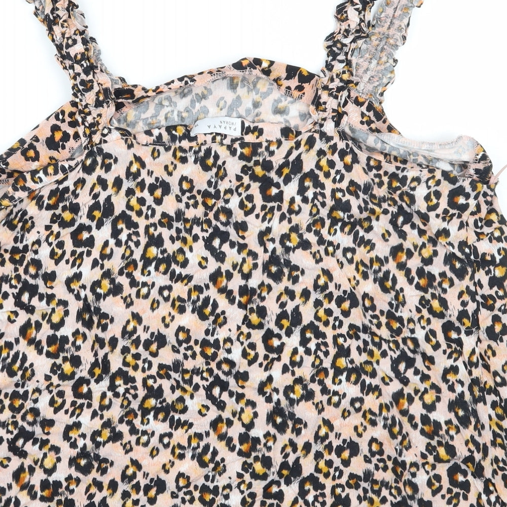 Papaya Womens Pink Animal Print Basic Tank Size 18