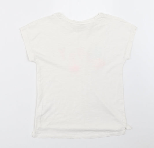 H&M Girls White Basic T-Shirt Size 7-8 Years