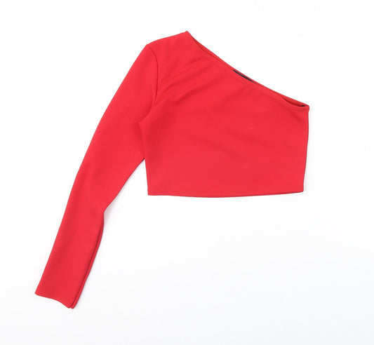 Womens UK Size S Misspap Red Basic Blouse