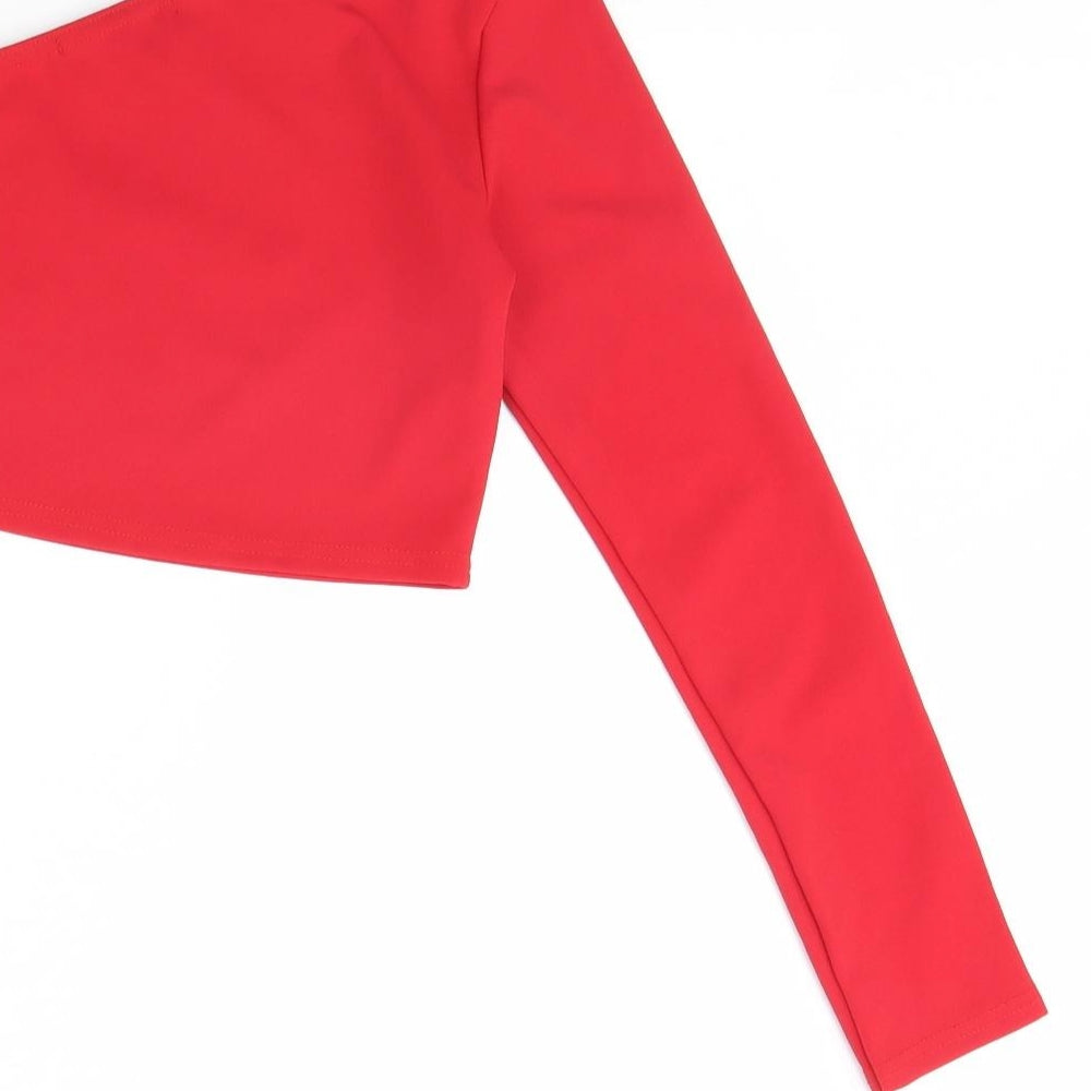 Womens UK Size S Misspap Red Basic Blouse