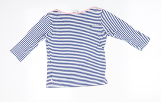 Kite Girls Blue Striped Basic T-Shirt Size 9 Years - Cat Face