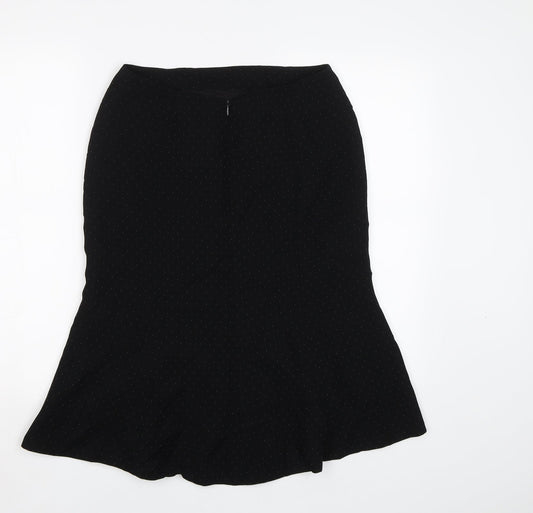 Principles Womens Black Polka Dot  Flare Skirt Size 10