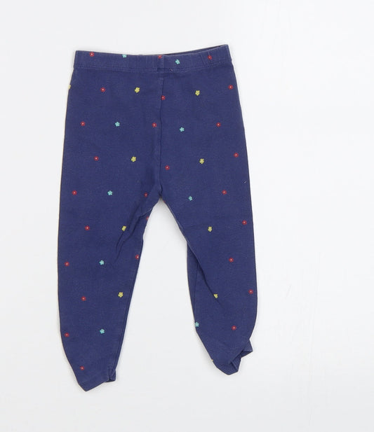 Mini Club Baby Blue Floral Jogger Leggings Size 9-12 Months