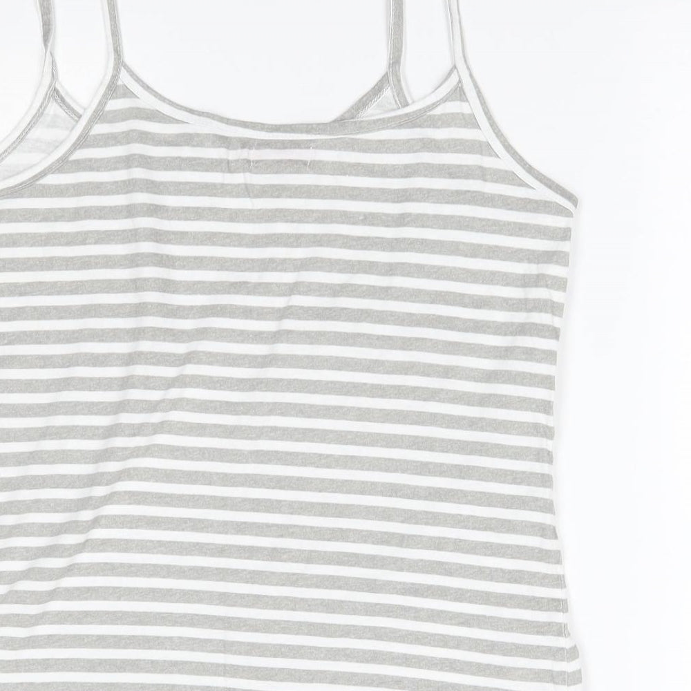 TISSAIA Womens Grey Striped Basic Tank Size 10