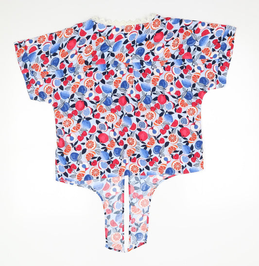 M&S Womens Blue Floral Basic Blouse Size 12 - with ties