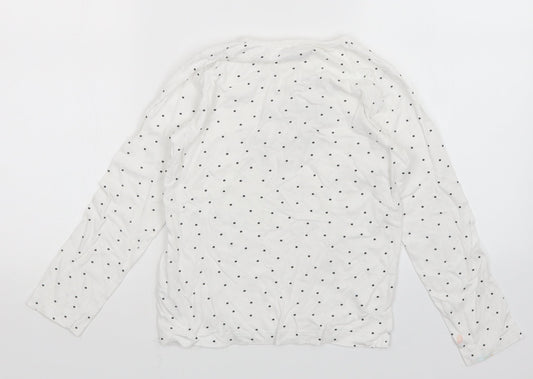 Primark Girls White Polka Dot Basic T-Shirt Size 9-10 Years