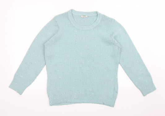 Womens UK Size M Peacocks Green Pullover Jumper
