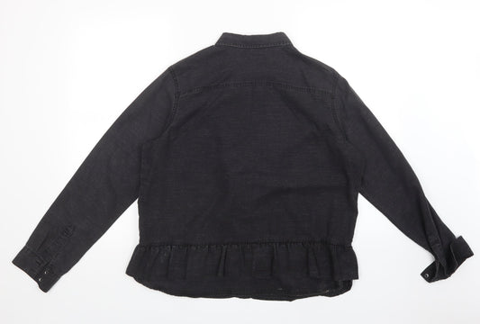 Womens UK Size 16 NEXT Black Basic Button-Up