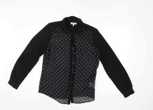 Womens UK Size 12 Papaya Black Basic Button-Up