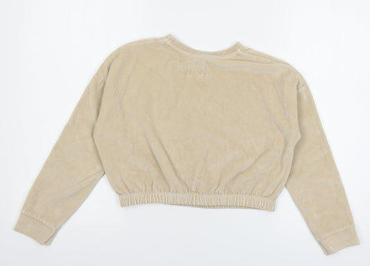 George Girls Beige Velvet Pullover Sweatshirt Size 8-9 Years - Merry Christmas