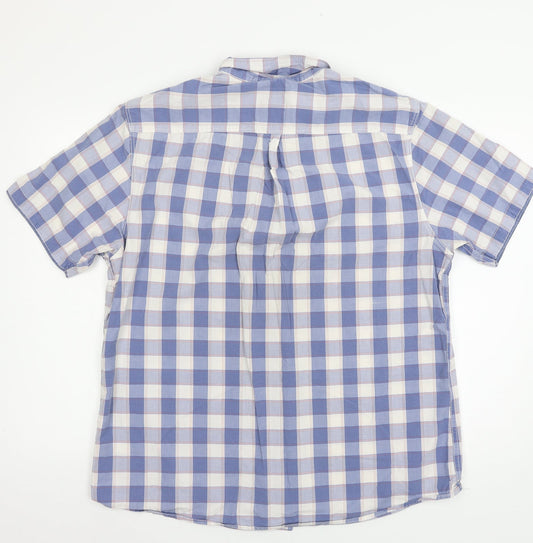 Mens UK Size XL Boston Crew Blue Button-Up Short Sleeve Casual Shirt