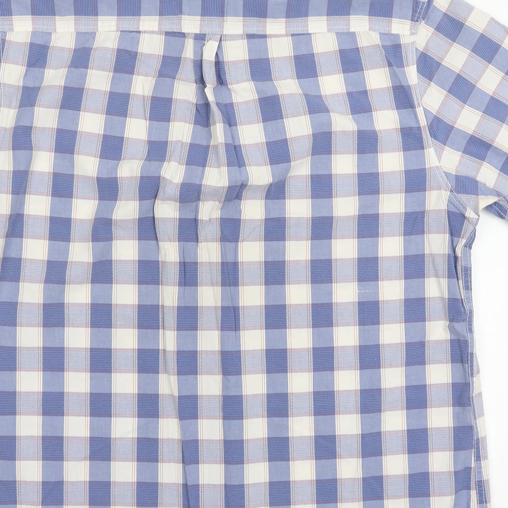 Mens UK Size XL Boston Crew Blue Button-Up Short Sleeve Casual Shirt