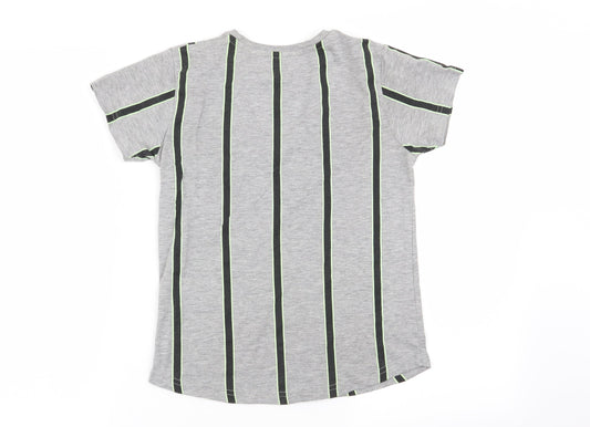 Primark Boys Grey Striped Basic T-Shirt Size 8-9 Years