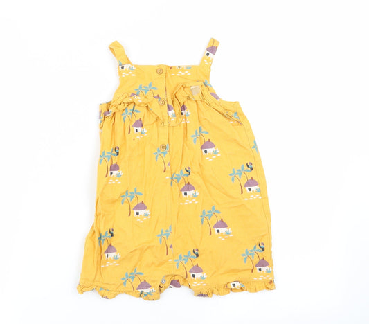 M&S Girls Yellow Dungaree One-Piece Size 12-18 Months