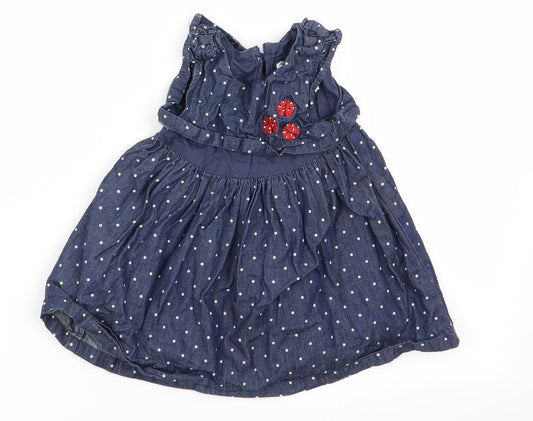 baby club Girls Blue Polka Dot Fit & Flare Size 9-12 Months