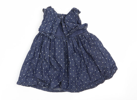 baby club Girls Blue Polka Dot Fit & Flare Size 9-12 Months