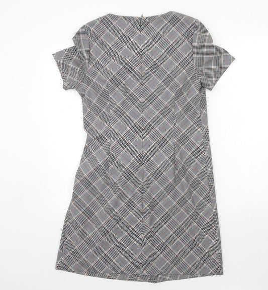 NEXT Womens Grey Check A-Line Size S