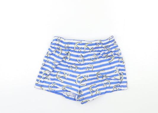 Preworn Girls Blue Striped Wrap Shorts Size 7 Years