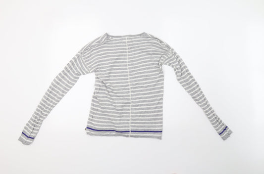 H&M Womens Grey Striped Knit Pullover Sweatshirt Size S
