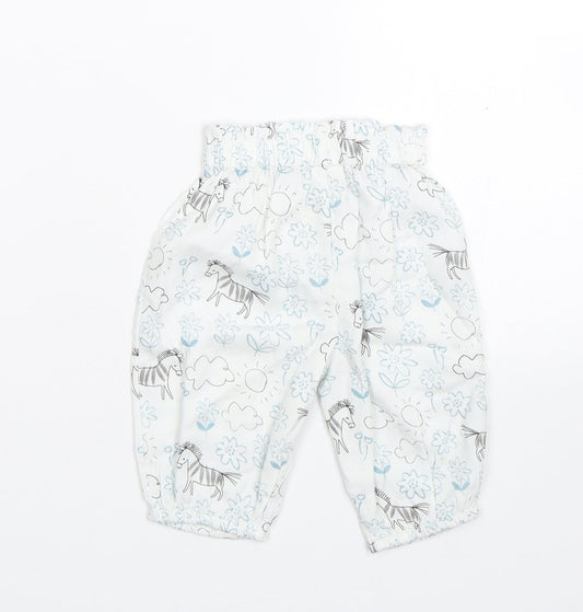 M&S Baby White Floral Sweatpants Trousers Size 0-3 Months