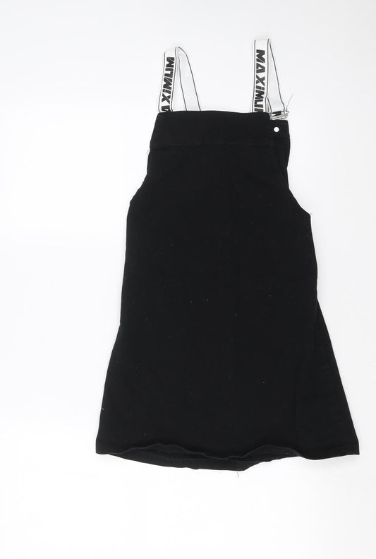 Divided by H&M Womens Black Pinafore/Dungaree Dress Size 4
