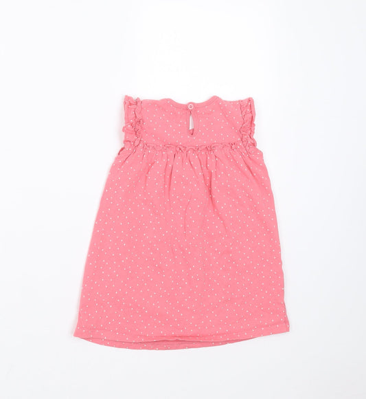 George Girls Pink Polka Dot T-Shirt Dress Size 12-18 Months
