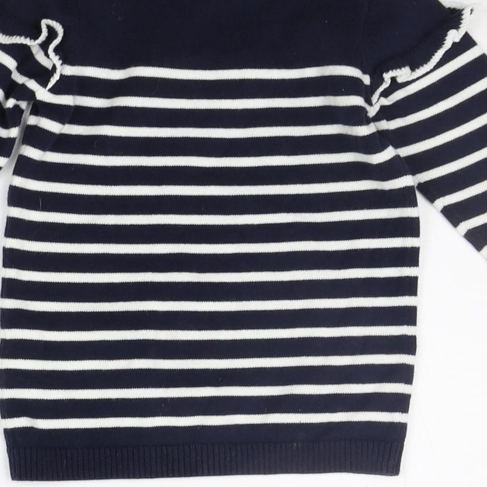 Brand and care label for Matalan Baby Blue Striped Jumper Dress, size 9-12, Months