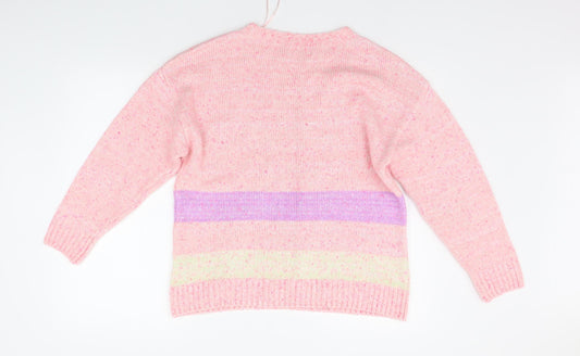 Nutmeg Womens Pink Striped  Pullover Jumper Size 12