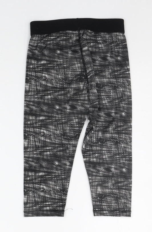 USA Pro Girls Black Geometric Jegging Trousers Size 7-8 Years - Elasticated Waist