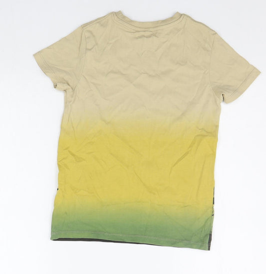 Marks and Spencer Girls Beige Geometric Basic T-Shirt Size 7-8 Years - palm trees