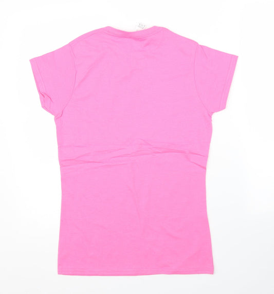 Womens UK Size M Gildan Pink Basic T-Shirt