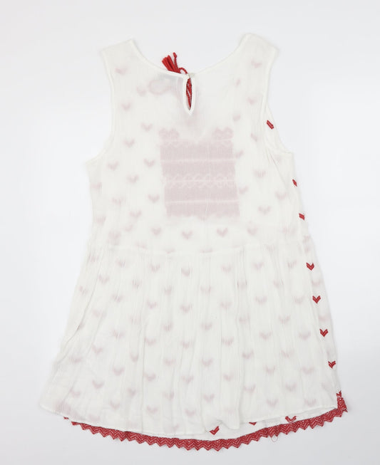 Anmol Womens White Geometric A-Line Size L