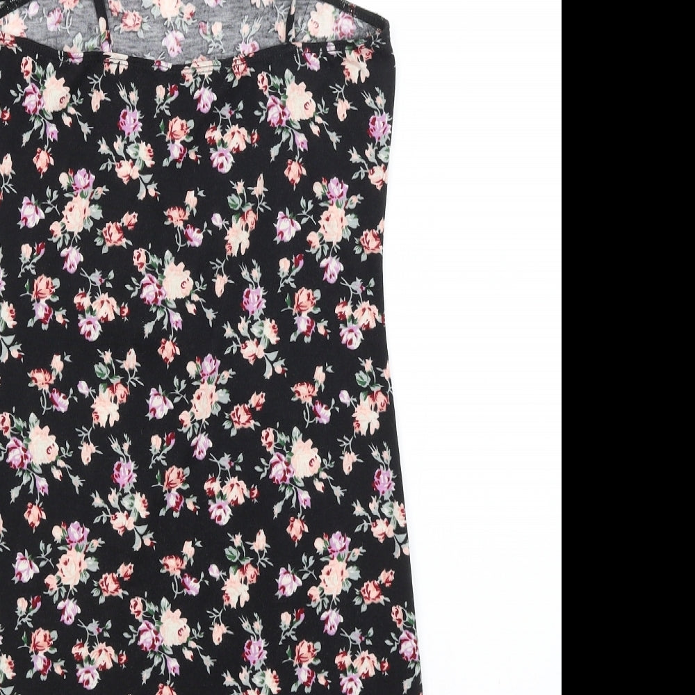 SheIn Womens Black Floral Camisole Tank Size S