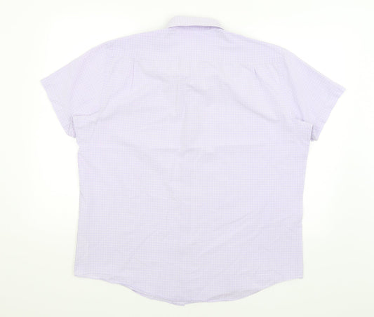 Debenhams Mens Purple Check Button-Up Size 16.5