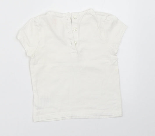 John Lewis Girls White Basic T-Shirt Size 9-12 Months