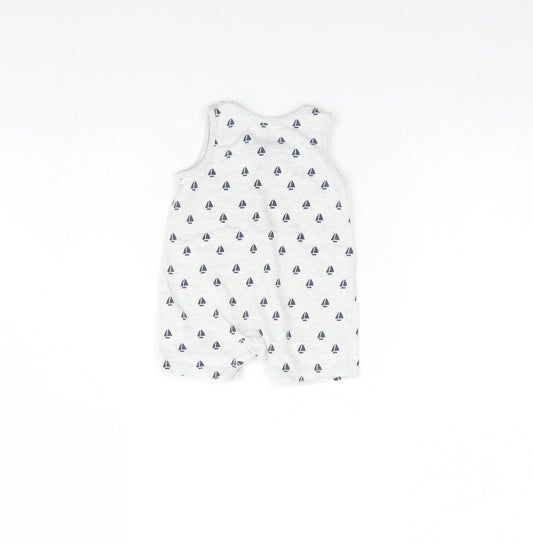 F&F Baby Grey Spotted Babygrow One-Piece Size 0-3 Months - Sail Boats